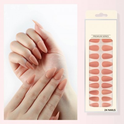 Wholesale 24pcs/set New Design False Nail Tips Full-covered Coffin Nail Tips Gradient Colors Artificial Fingernails Fake Nails